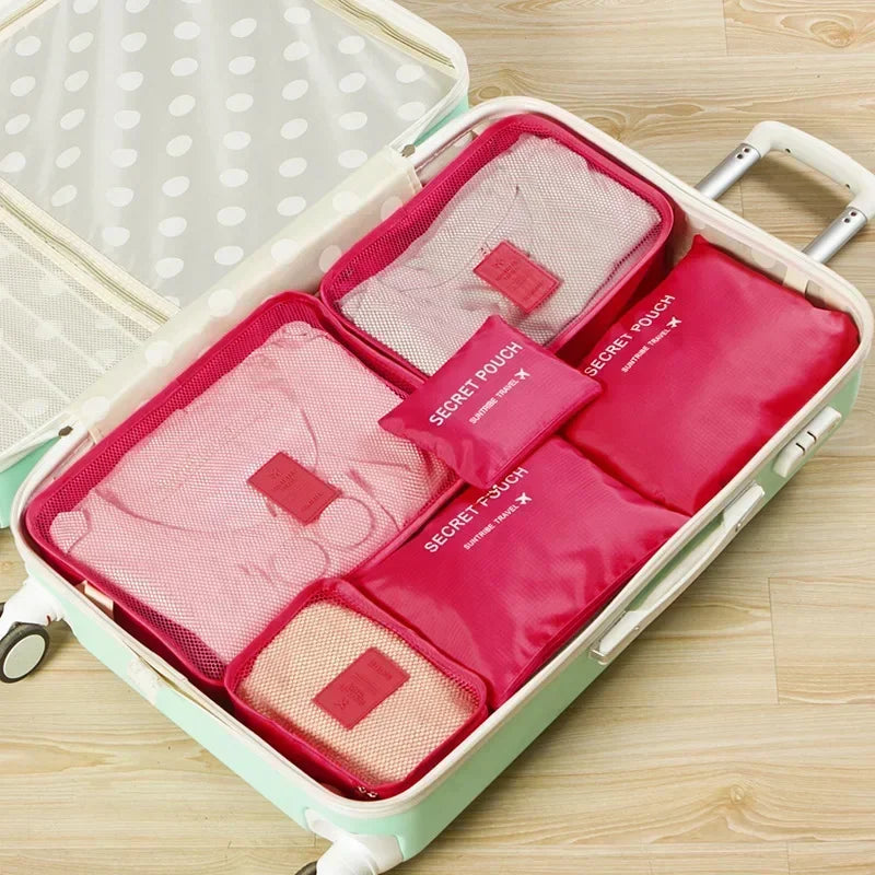 Organisateur de valise 6 sacs Petit Déclic, coloris Rose framboise
