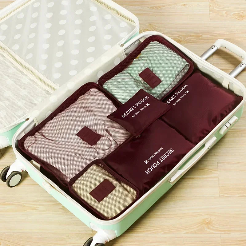 Organisateur de valise 6 sacs Petit Déclic, coloris Bordeaux