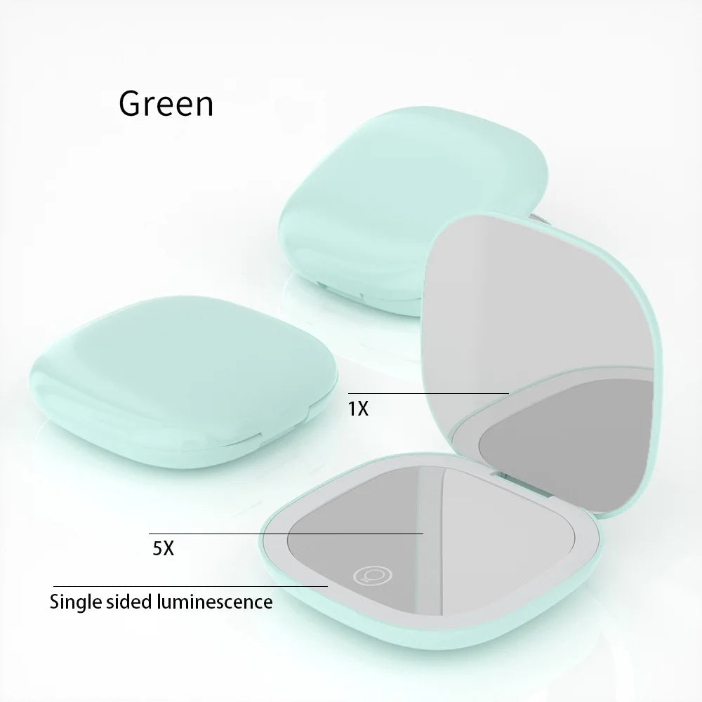 Miroir de poche LED Petit Déclic, grossissement 5X, coloris Vert
