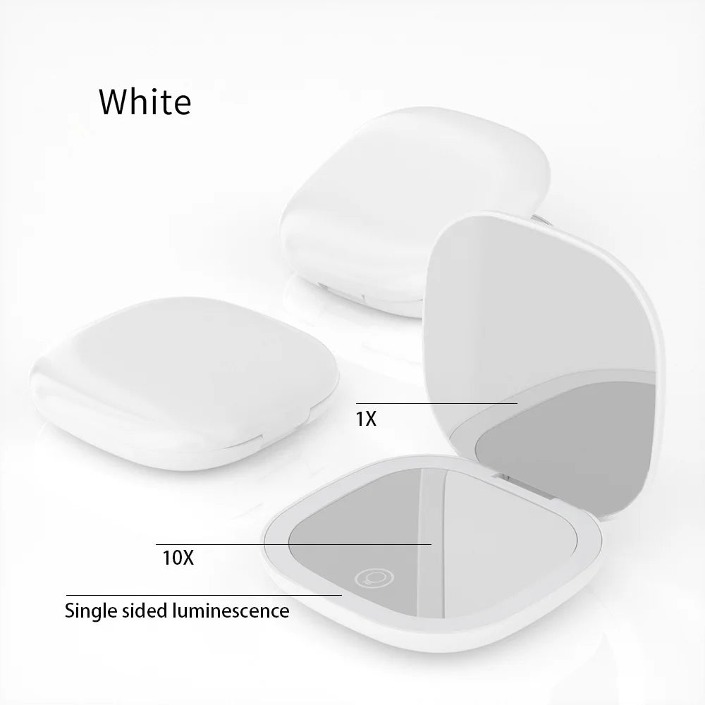 Miroir de poche LED Petit Déclic, grossissement 10X, coloris Blanc