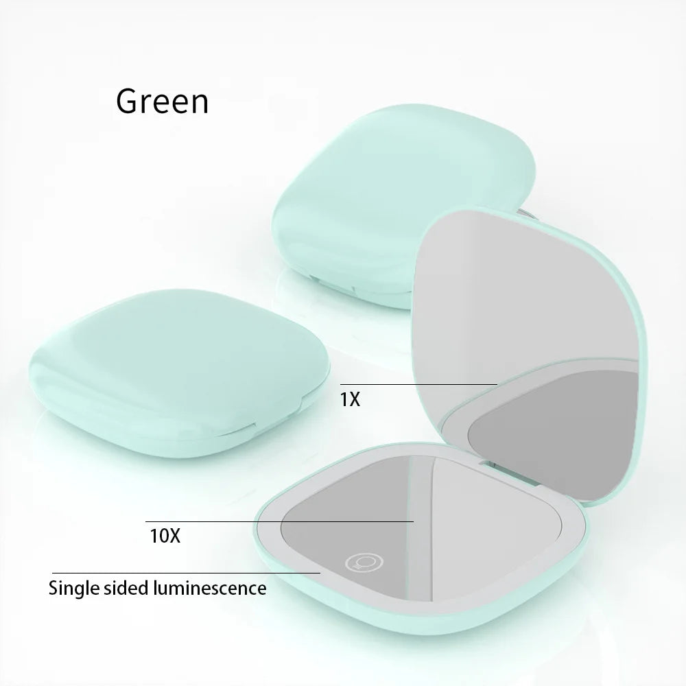 Miroir de poche LED Petit Déclic, grossissement 10X, coloris Vert