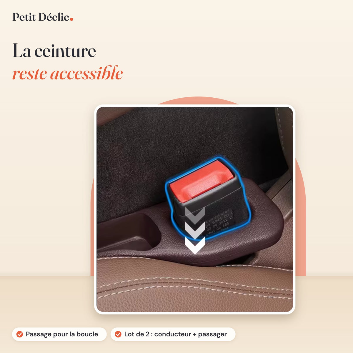 Organisateur fente de siège voiture Petit Déclic — passage pour la boucle de ceinture