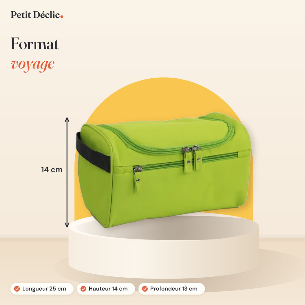 Trousse de toilette suspendue Petit Déclic — dimensions 25 × 14 × 13 cm