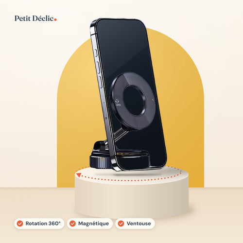 Support téléphone magnétique à ventouse Petit Déclic, rotation 360°